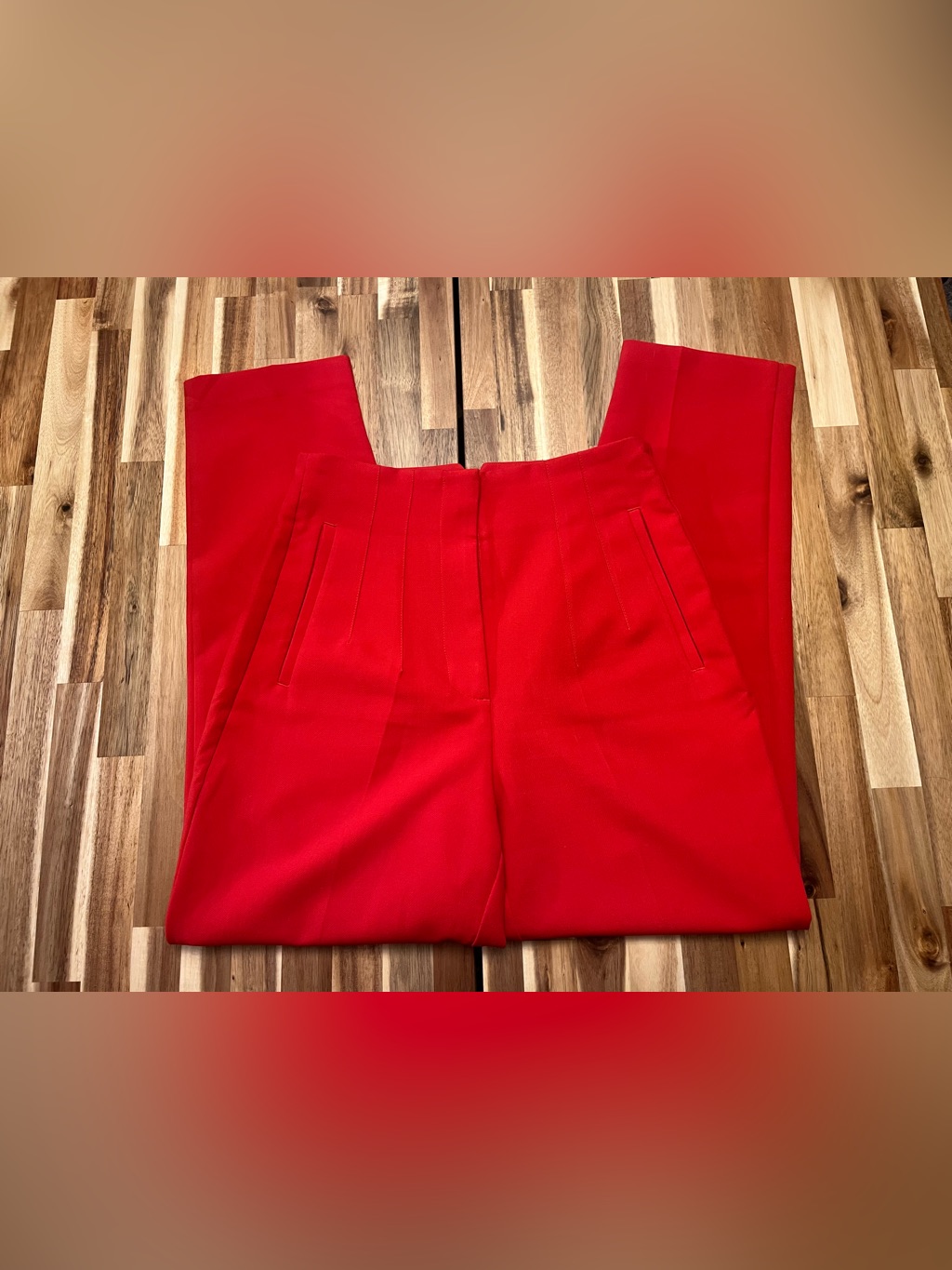 Zara High-Waist Red Women's Dress Pants
